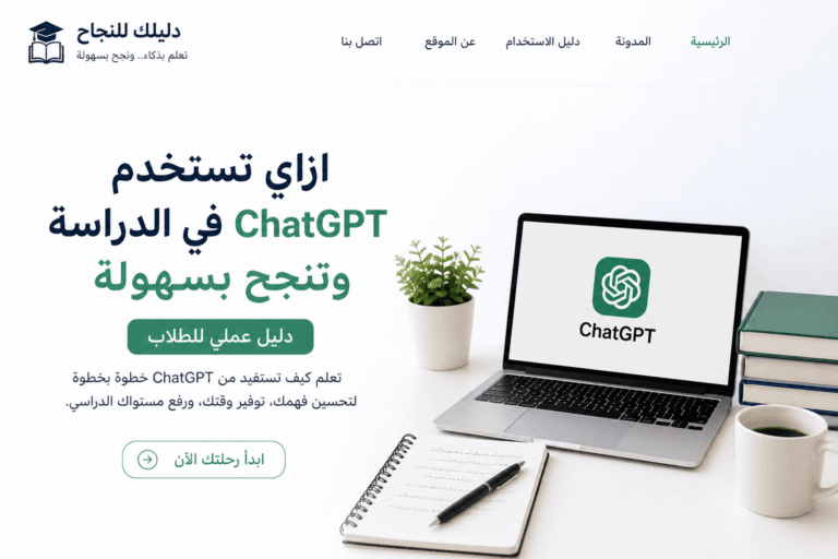 . طالب يستخدم ChatGPT على اللابتوب للمذاكرة وتحسين مستواه الدراسي بسهولة في 2026