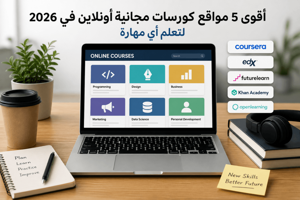 كورسات مجانية أونلاين في 2026 لتعلم المهارات